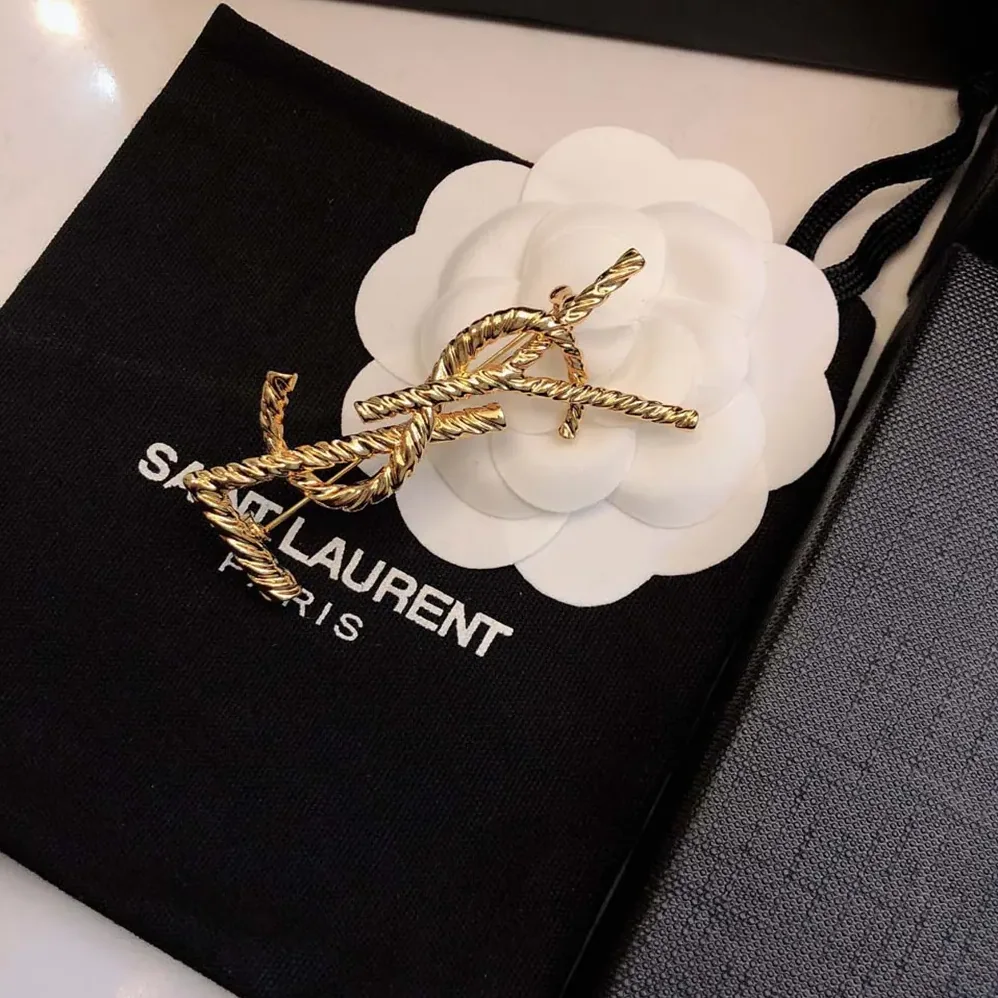 Saint Laurent YSL Cassandre YSL Brooch in Metal for Women Saint Laurent YSL Cassandre YSL Brooch in Metal for Women