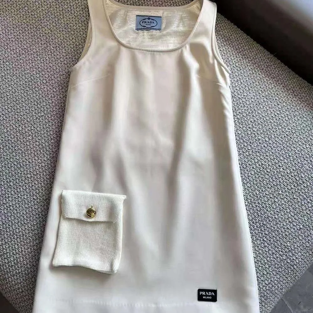 Prada Natté Minidress With Leather Logo Label for Women in White