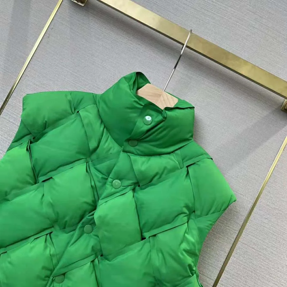 Bottega Veneta Intreccio Tech Nylon Vest for Women in Green