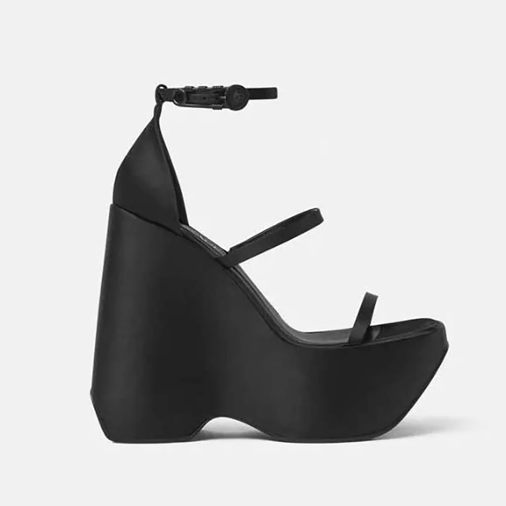 Versace Triplatform Sandals in 16cm Heel Height for Women in Black