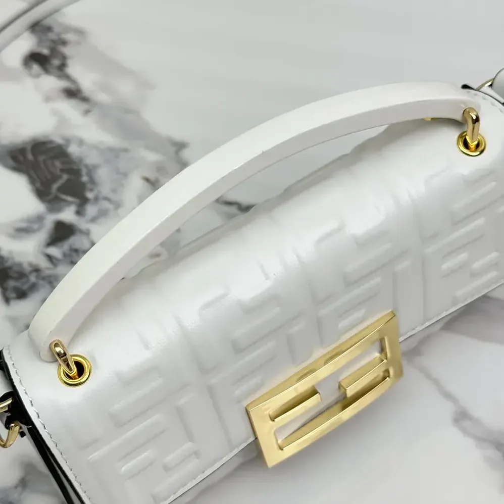 Fendi Baguette Phone Pouch White Nappa Leather Pouch for Women
