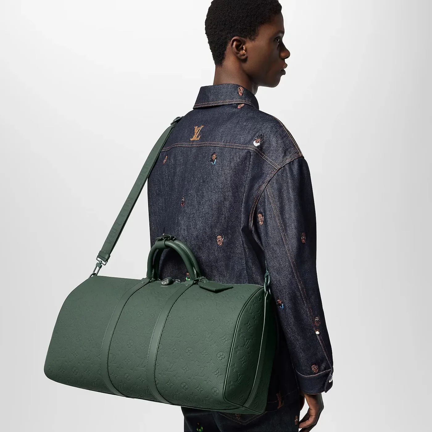 Louis Vuitton Keepall Bandouliere 50 Travel Bag in Green Matte Green Hardware