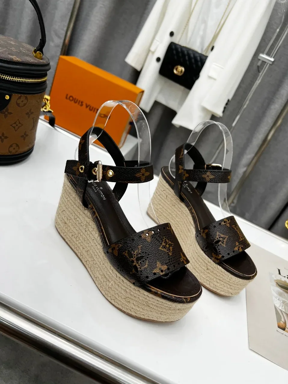 Louis Vuitton Starboard Wedge Sandal Black And Brown for Women