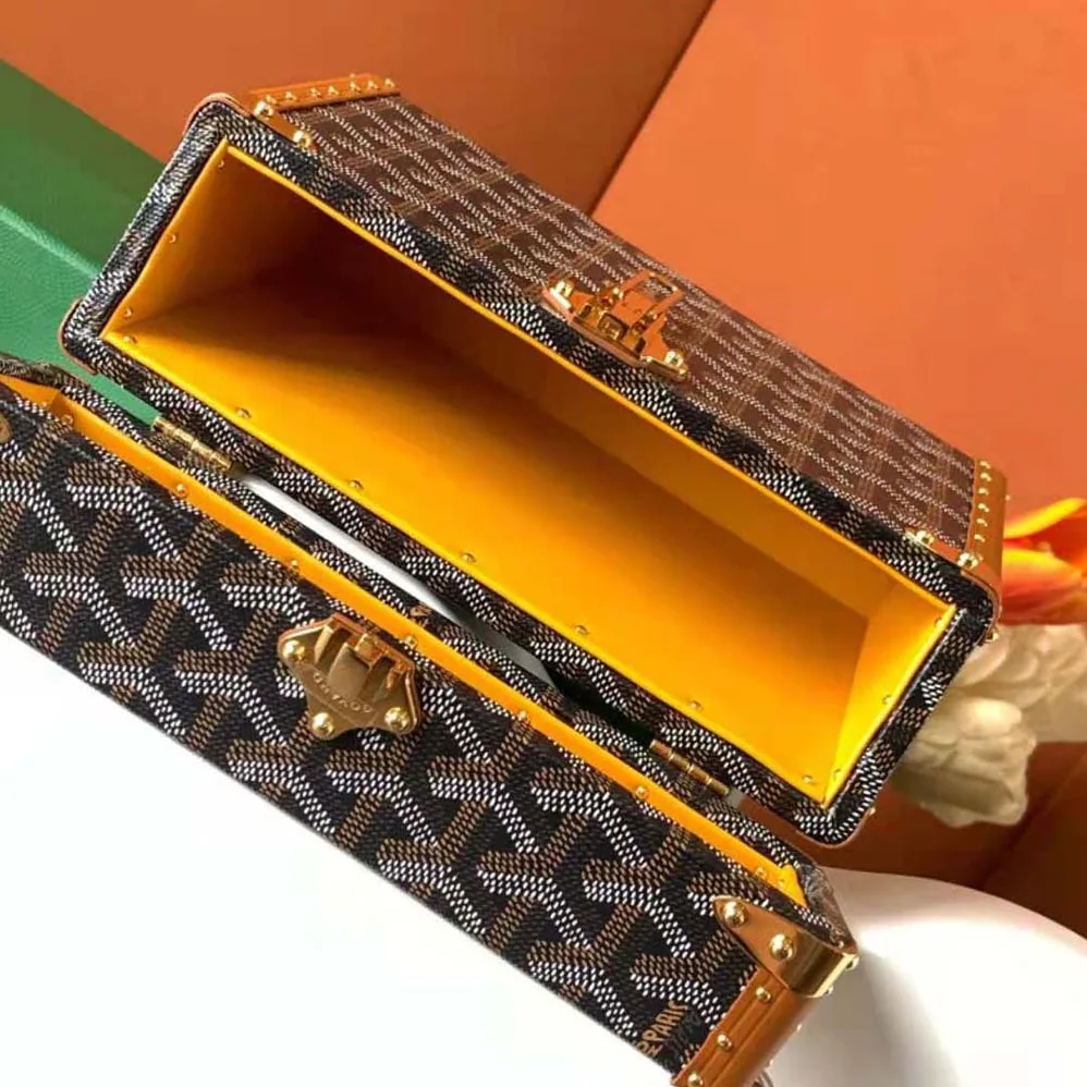 Goyard Cassette Trunk Bag in Goyardine Canvas & Clamecy Cowhide for Women in Brown