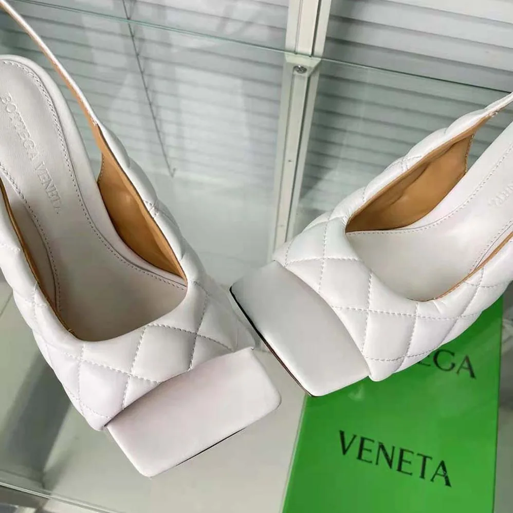 Bottega Veneta Padded Slingback Sandal in 9 cm Heel Height for Women in White