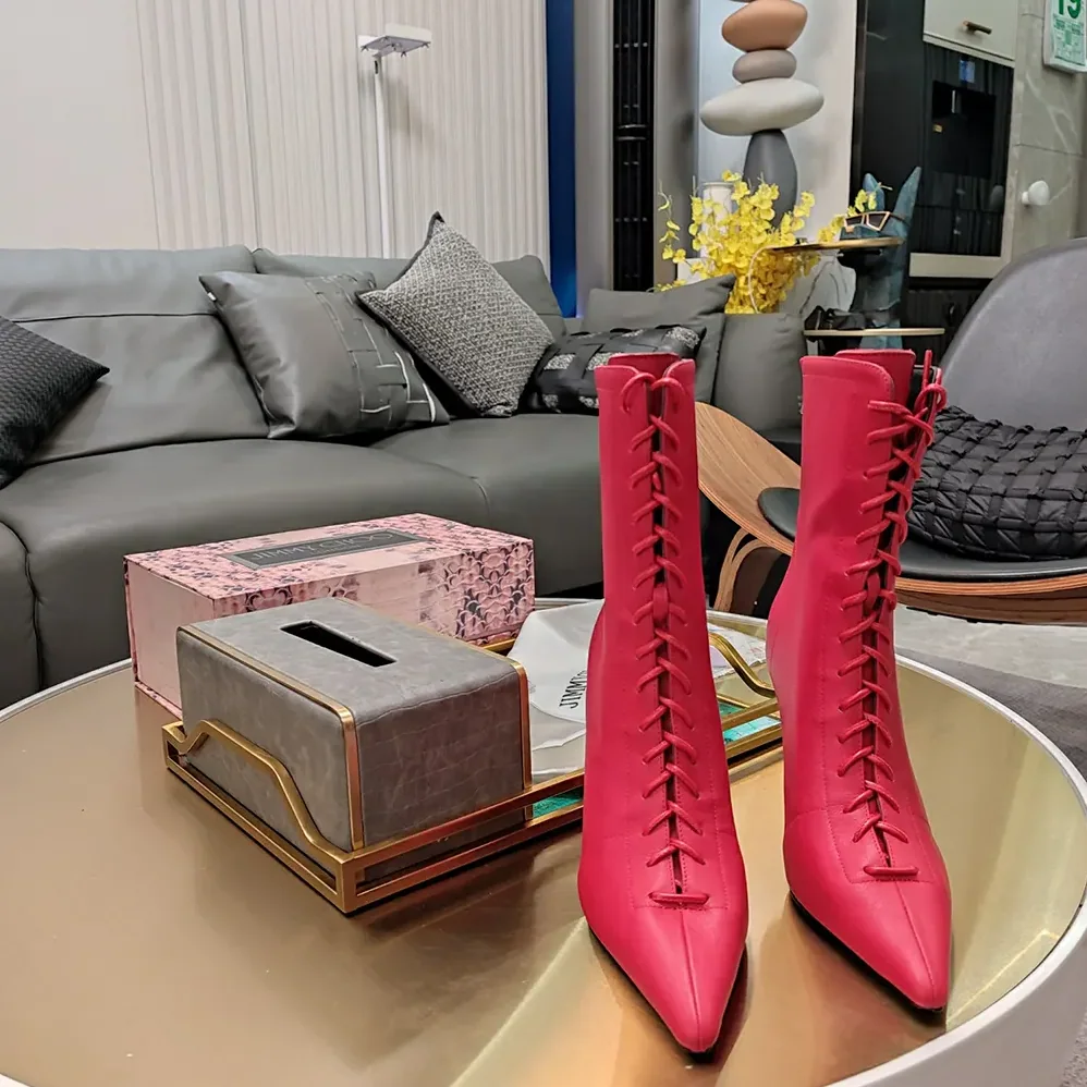 Jimmy Choo Scarlett Ankle Boot 95 Postbox Red Nappa Leather Boots for Women