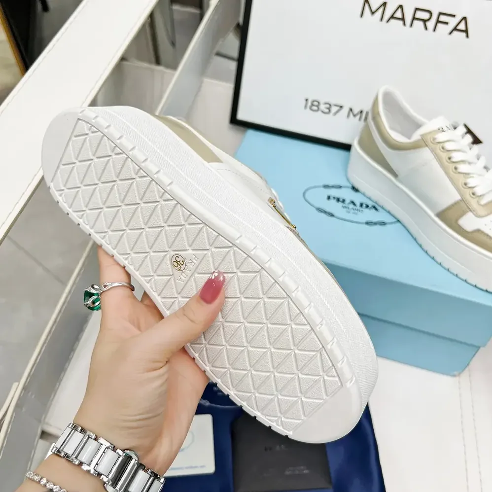 Prada Downtown Bold Leather Sneakers for Women