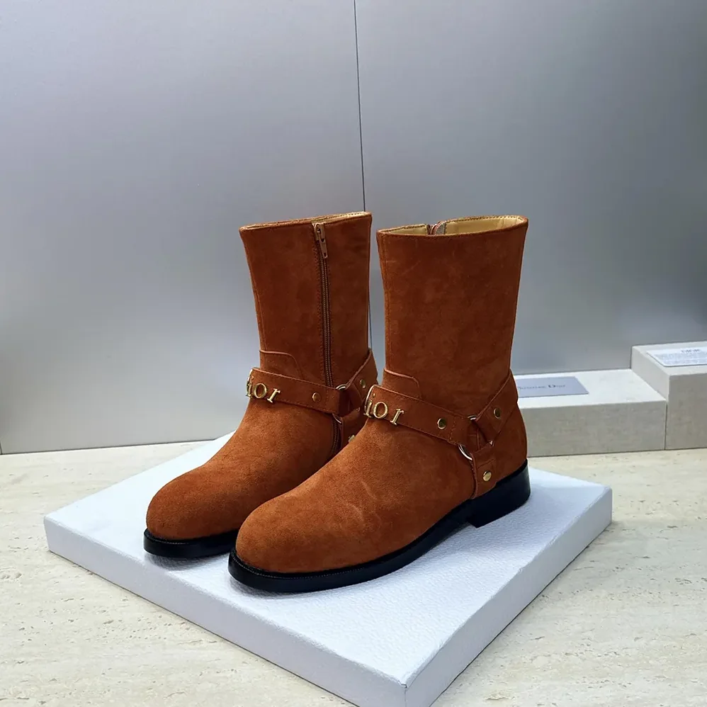 Dior Bolt Ankle Boot Cognac Brown Suede Calfskin for Women Dior Bolt Ankle Boot Cognac Brown Suede Calfskin for Women