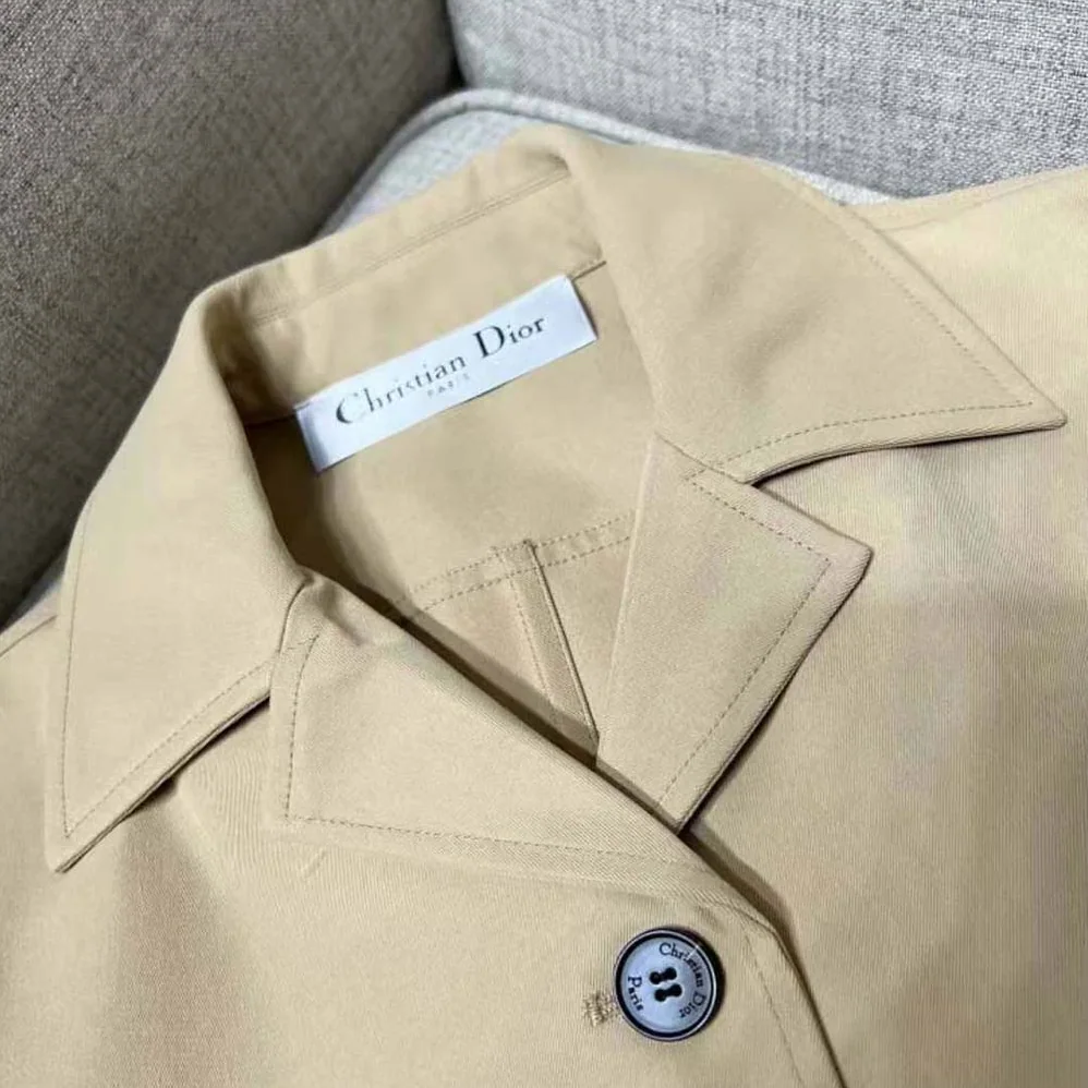 Dior Dress with Belt Beige Cotton Gabardine for Women