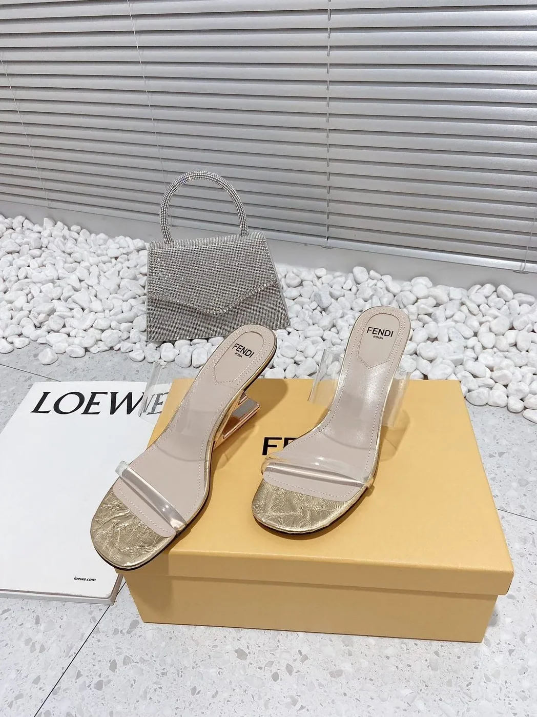 Fendi First Gold Transparent Medium in Heeled Sandals Fendi First Gold Transparent Medium in Heeled Sandals