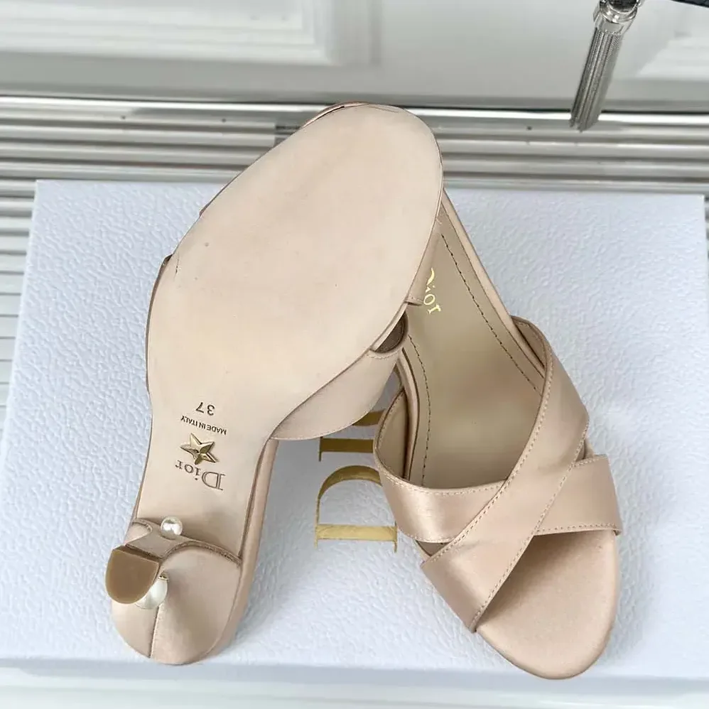 Dior Dior Tribales Heeled Slide Nude Satin for Women