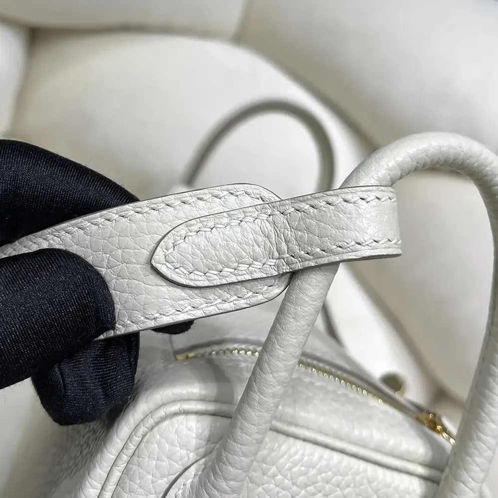 Hermes Lindy Mini 19 in Clemence Leather for Women in White/Silver