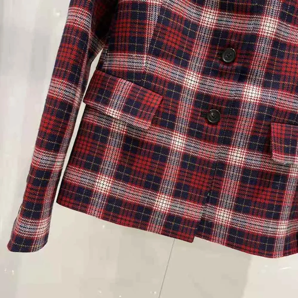 Dior Jacket Red Black and White Check n Dior Tartan Wool Twill for Women