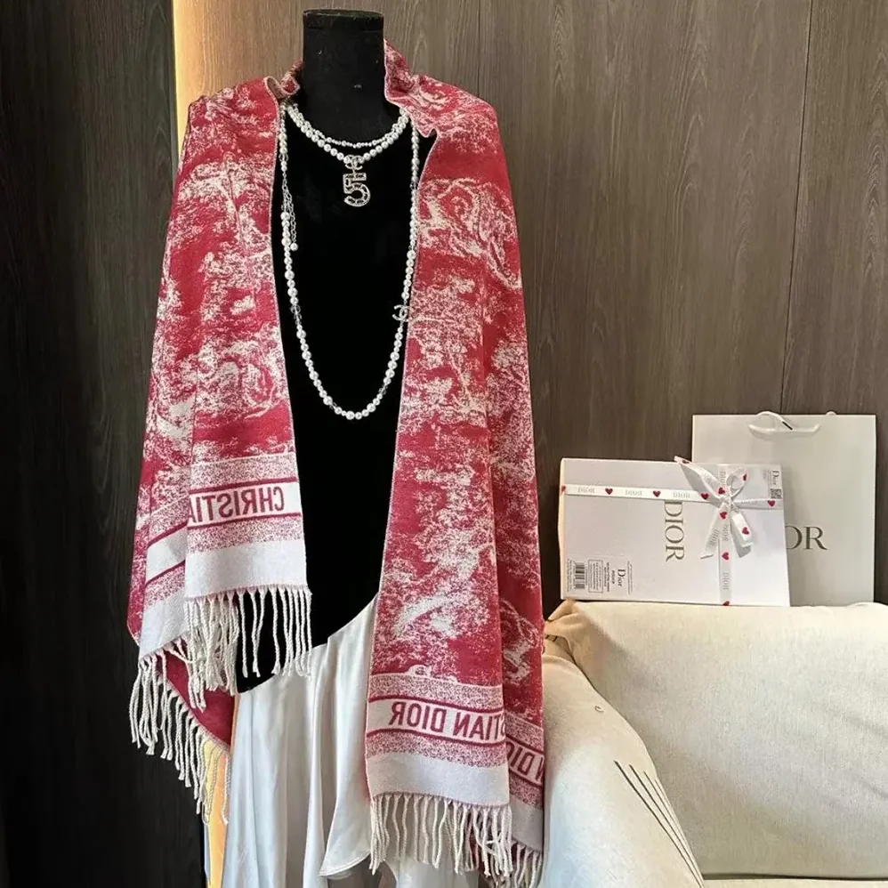 Dior Toile de Jouy Sauvage Scarf Red Cashmere and Wool for Women Dior Toile de Jouy Sauvage Scarf Red Cashmere and Wool for Women