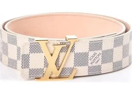 White Damier Leather Belt