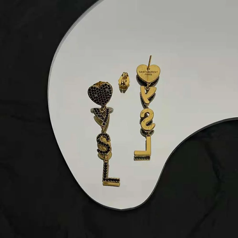Saint Laurent YSL Opyum YSL Heart Earrings in Metal and Crystal for Women Saint Laurent YSL Opyum YSL Heart Earrings in Metal and Crystal for Women