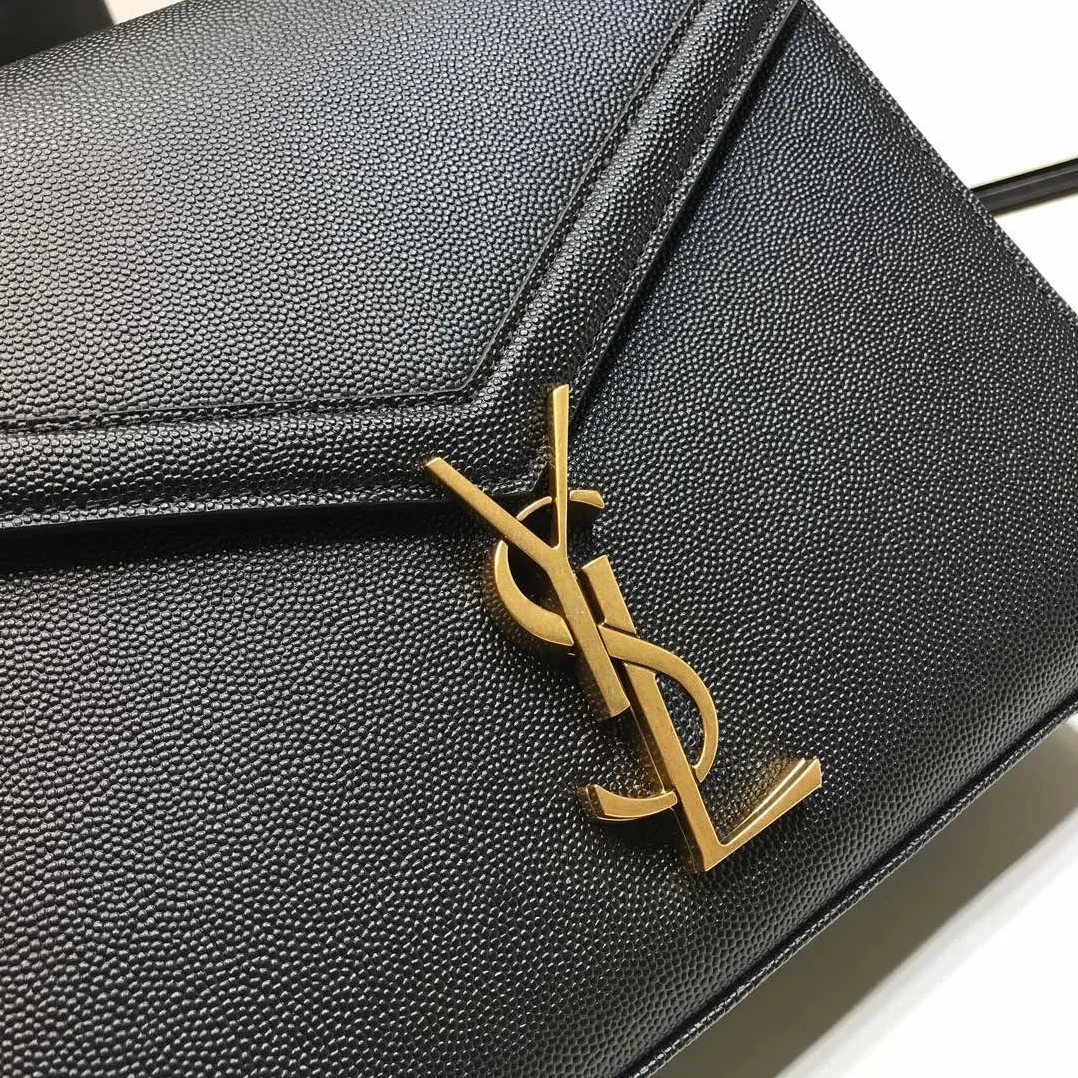 Saint Laurent Cassandra Medium Top Handle Bag In Grain Black in YSL Saint Laurent Cassandra Medium Top Handle Bag In Grain Black in YSL