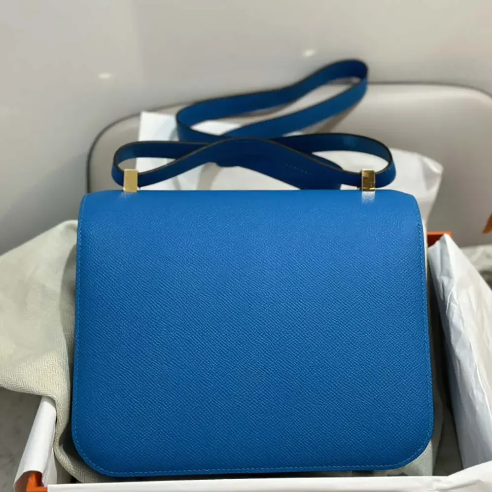 Hermes Constance 24 Bag Epsom Leather for Women in Blue/Gold Hermes Constance 24 Bag Epsom Leather for Women in Blue/Gold