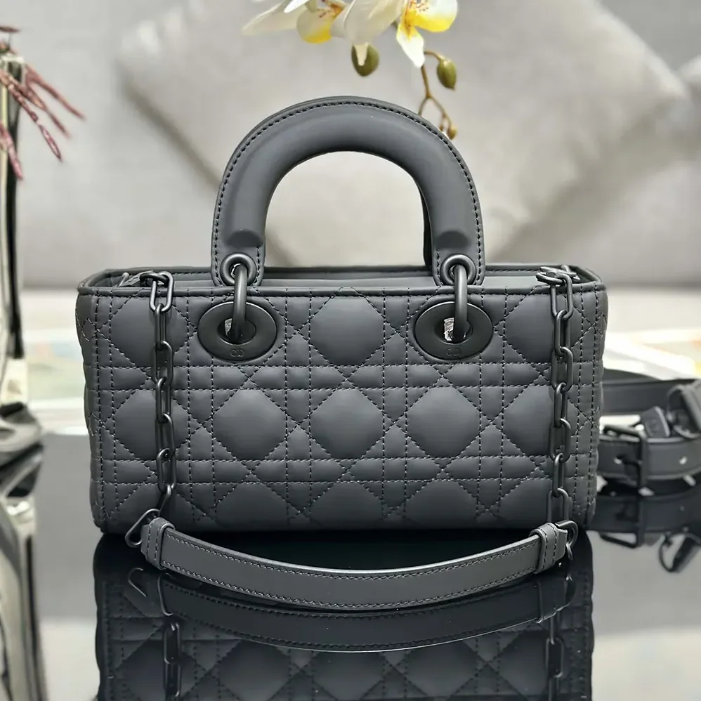 Dior Small Lady D-Joy Bag Ultramatte Black Cannage Calfskin for Women