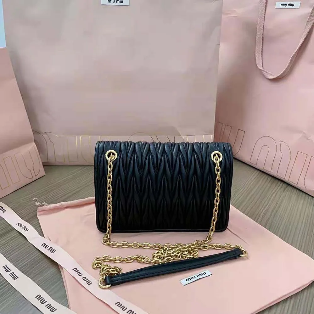 Miu Miu Matelassé Nappa Leather Mini-bag for Women in Black Miu Miu Matelassé Nappa Leather Mini-bag for Women in Black