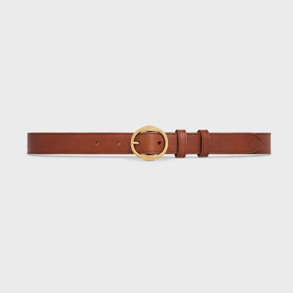 Celine Medium Twin Triomphe Belt in Vintage Calfskin for Women in Brown