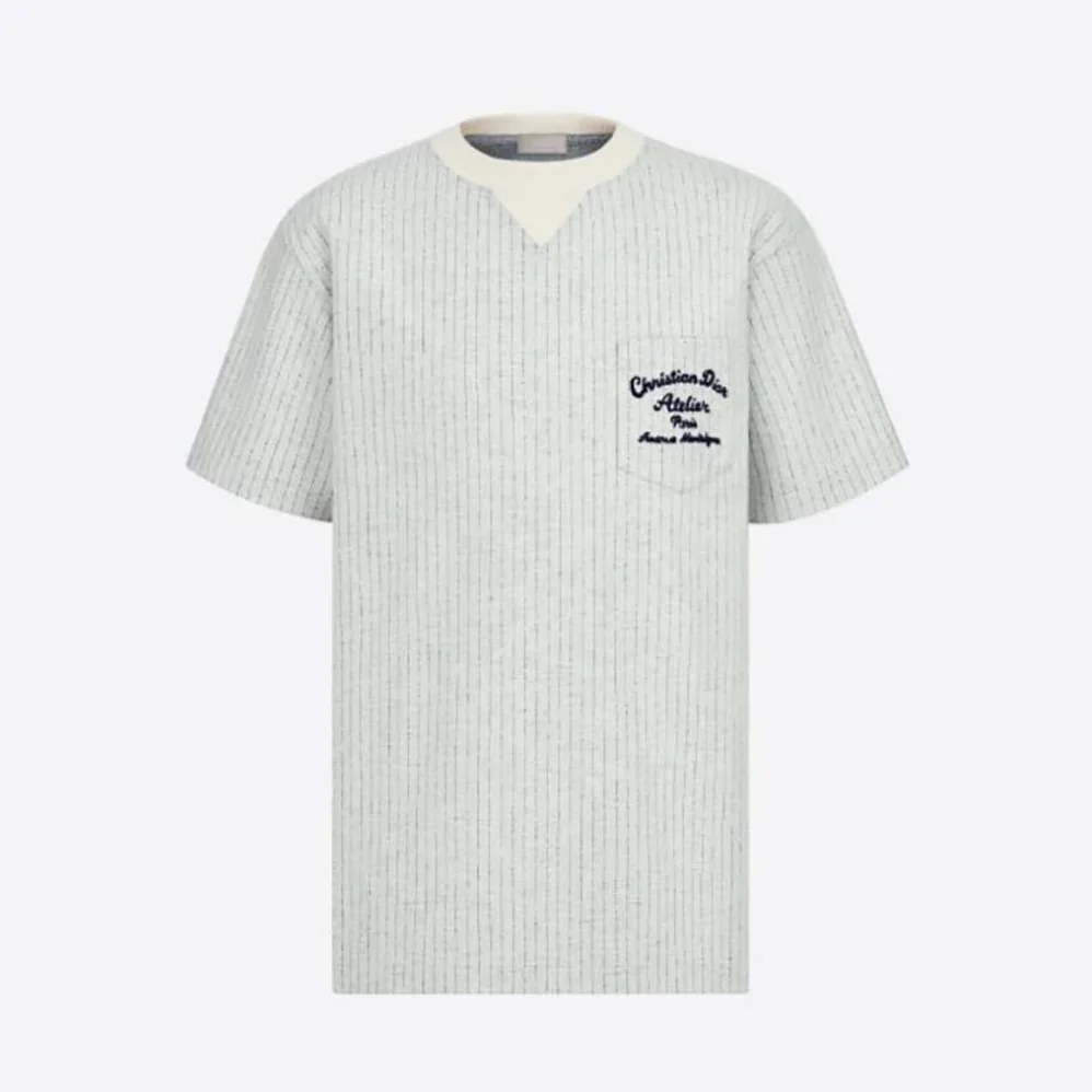 Dior Christian Dior Atelier T-shirt Relaxed Fit Ecru Wool and Cotton Jersey for Men Dior Christian Dior Atelier T-shirt Relaxed Fit Ecru Wool and Cotton Jersey for Men