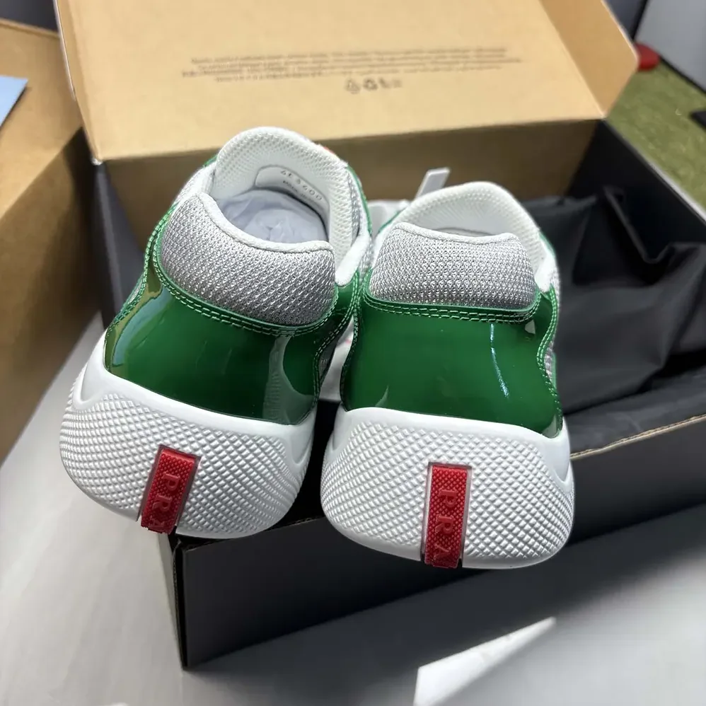 Prada Patent Leather And Technical Fabric Prada America'S Cup Sneakers for Unisex in Green Prada Patent Leather And Technical Fabric Prada America'S Cup Sneakers for Unisex in Green