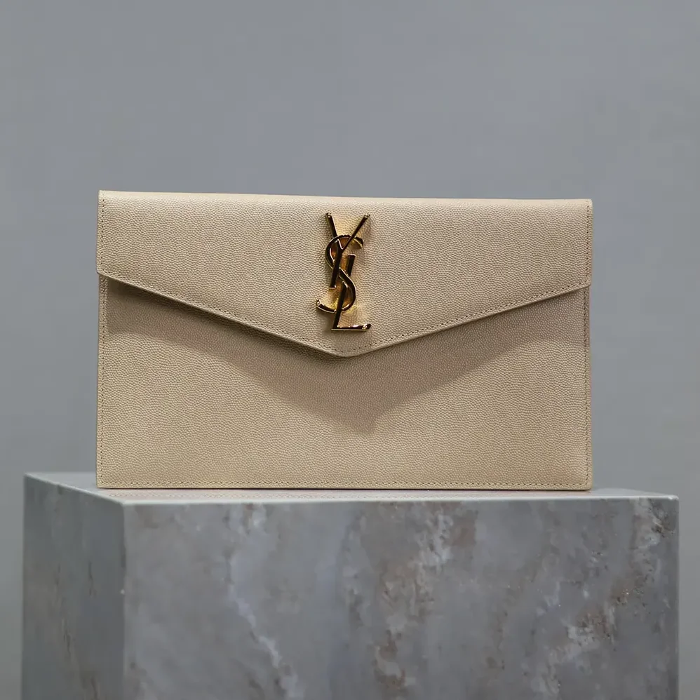 Saint Laurent YSL Uptown Pouch in Grain De Poudre Embossed Leather for Women