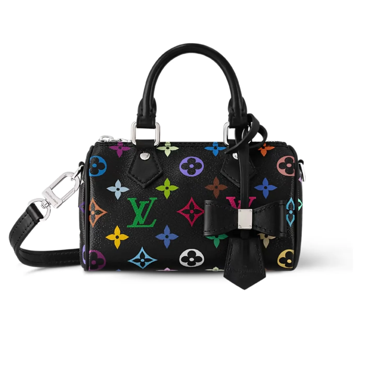 Louis Vuitton LV x TM Nano Speedy Top Handle Bag in Multicolore Noir Silver Hardware Louis Vuitton LV x TM Nano Speedy Top Handle Bag in Multicolore Noir Silver Hardware