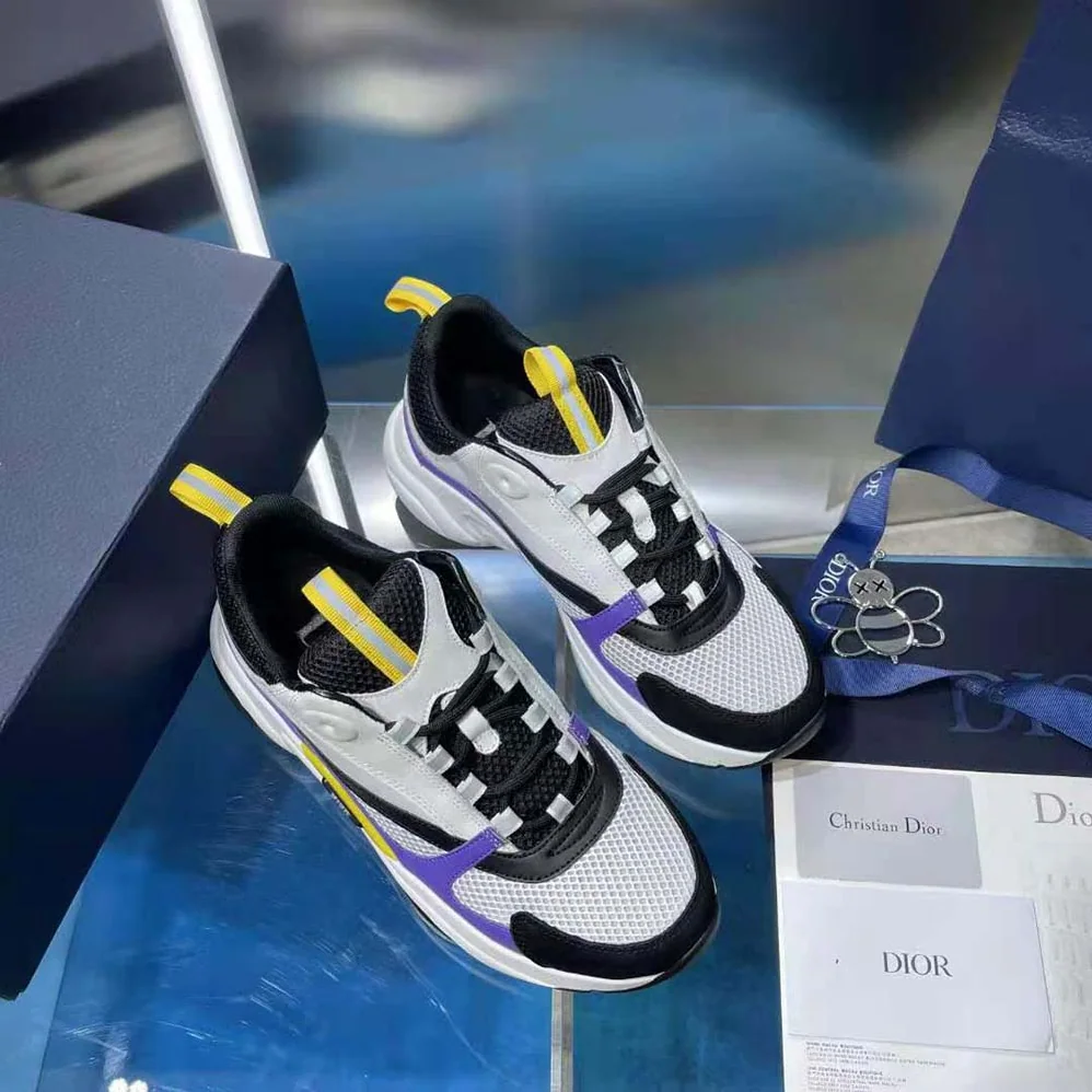 Dior B22 Sneaker Violet and White Calfskin with White and Black Technical Mesh for Men