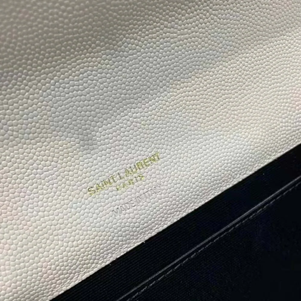 Saint Laurent YSL Monogram Clutch in Quilted Grain de Poudre Embossed Leather for Women
