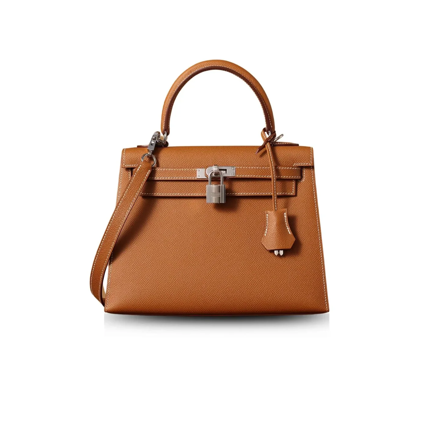 Hermes Kelly Epsom Silver Tone Lock Bag Brown 9,/ Hermes Kelly Epsom Silver Tone Lock Bag Brown 9,/