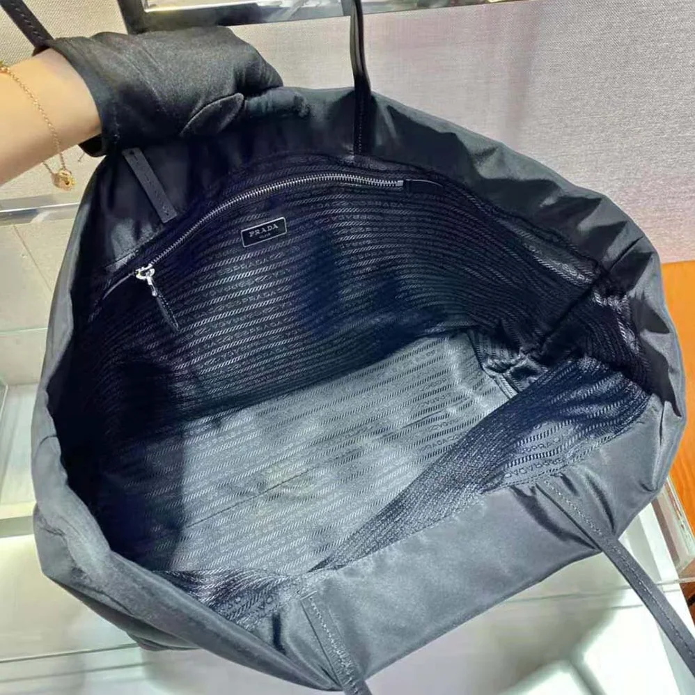 Prada Re-Nylon and Saffiano Leather Tote Bag for Women in Black Prada Re-Nylon and Saffiano Leather Tote Bag for Women in Black