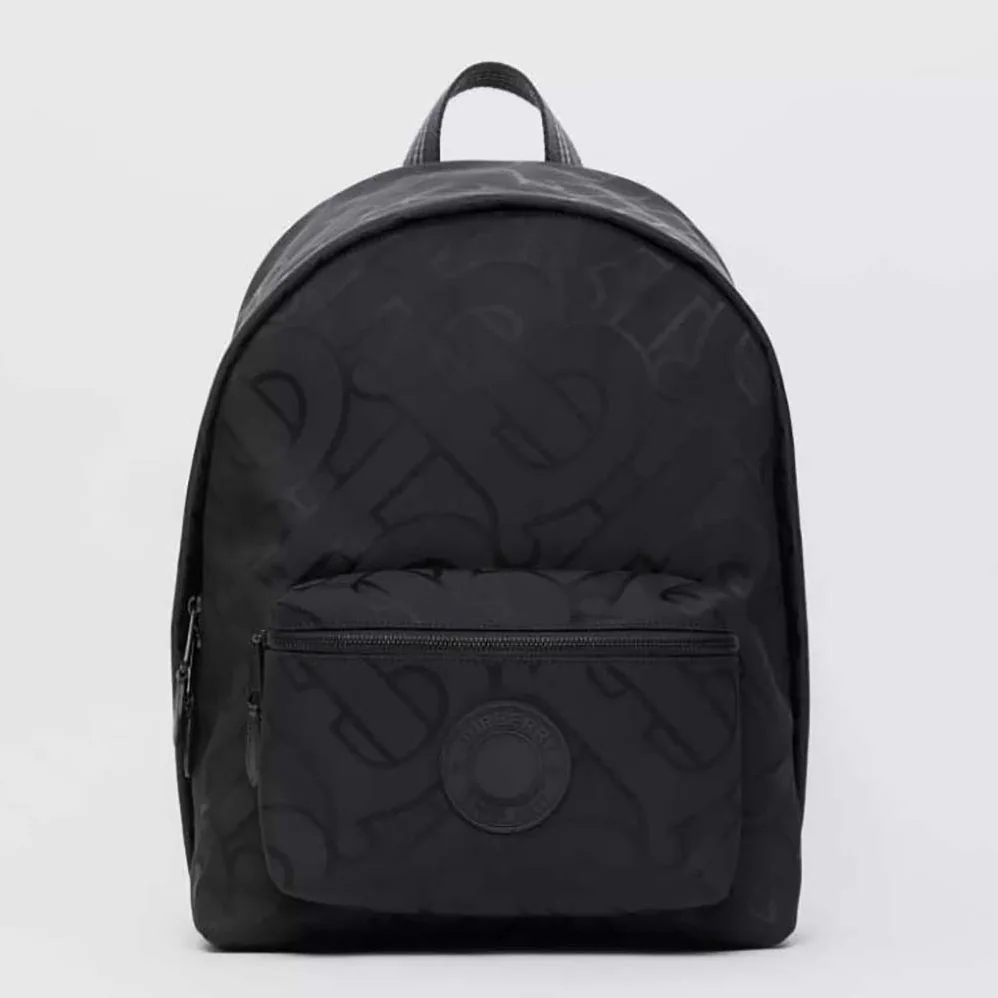 Burberry Monogram Recycled Polyester Jacquard Backpack for Men in Black Burberry Monogram Recycled Polyester Jacquard Backpack for Men in Black