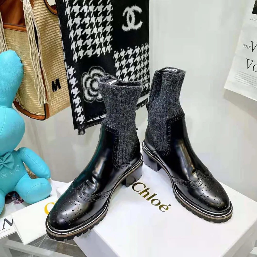 Chloe Franne Sock Ankle Boot in Matte Calfskin for Women Chloe Franne Sock Ankle Boot in Matte Calfskin for Women