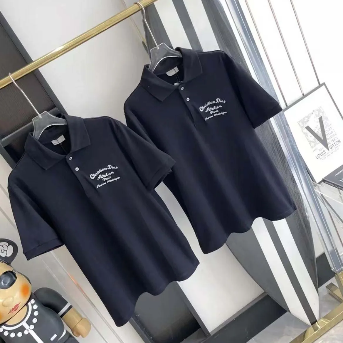Dior Logo-embroidered Cotton Polo shirt for Men in Black Dior Logo-embroidered Cotton Polo shirt for Men in Black