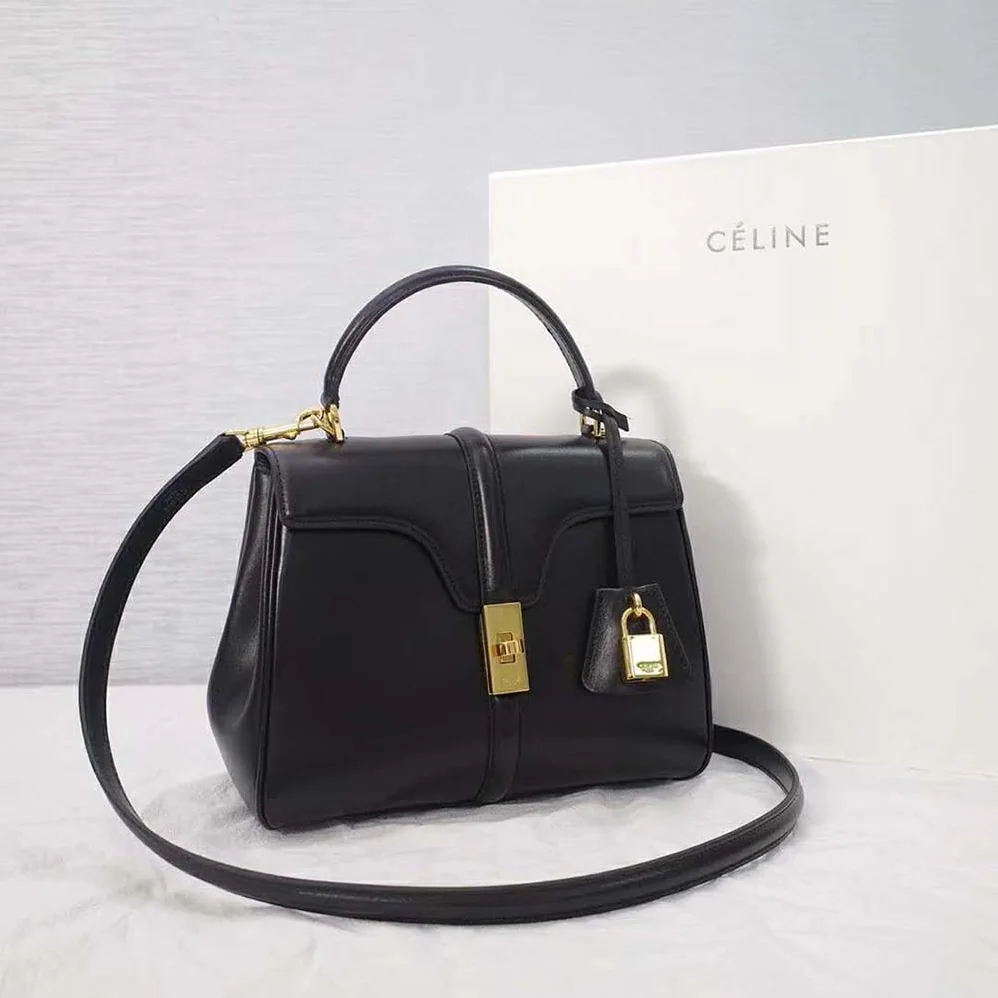 Celine Small 16 Bag in Satinated Calfskin for Women in Black