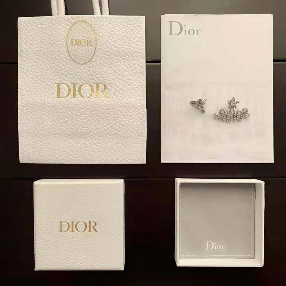 Dior J adior Earrings Antique Palladium-Finish Metal and White Crystals for Women Dior J adior Earrings Antique Palladium-Finish Metal and White Crystals for Women