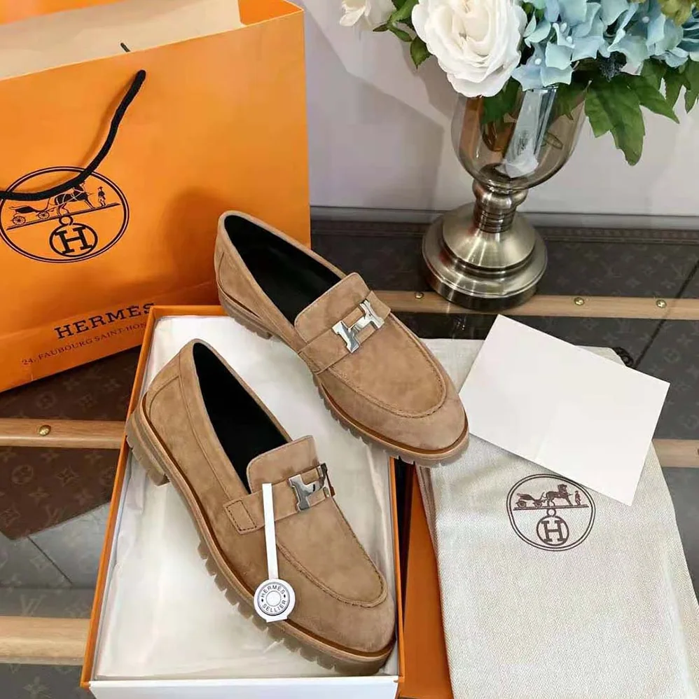 Hermes Faubourg Loafer in suede goatskin for Women in Beige Hermes Faubourg Loafer in suede goatskin for Women in Beige