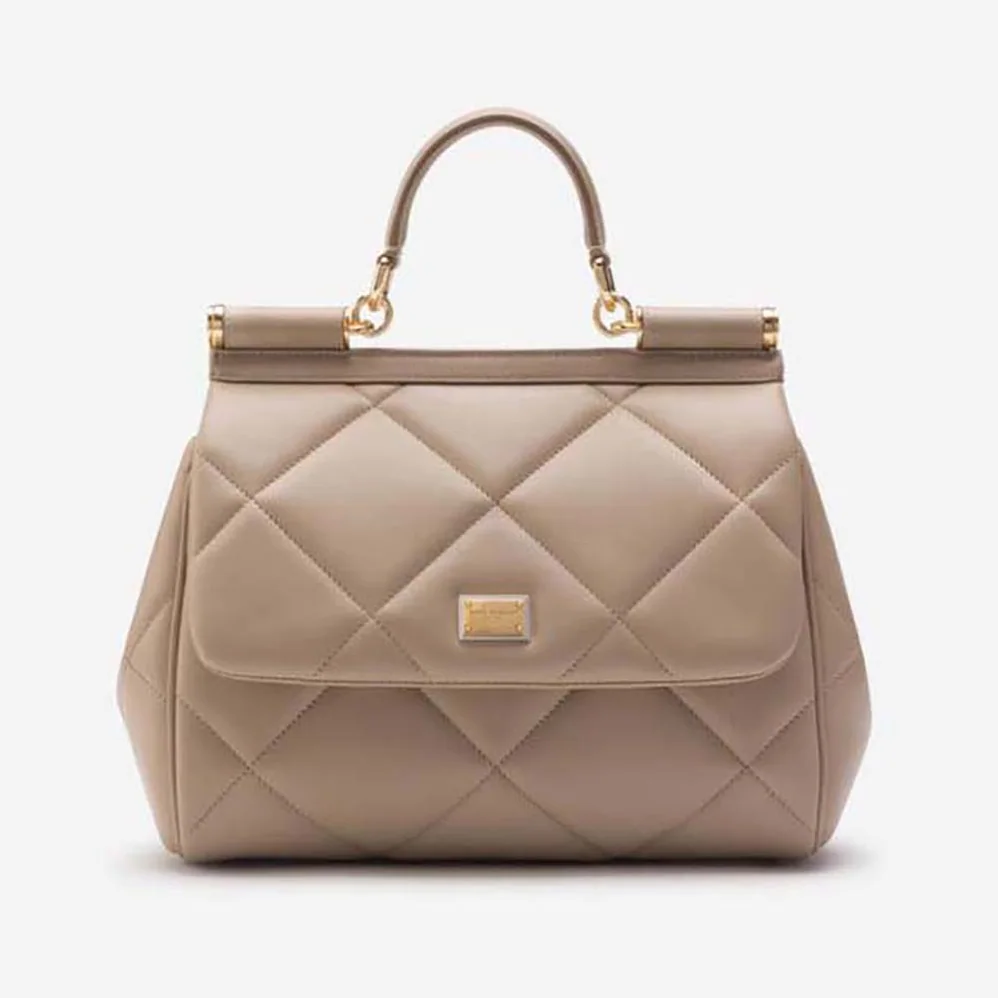 Dolce Gabbana D&G Medium Sicily Bag in Quilted Calfskin for Women in Sandy