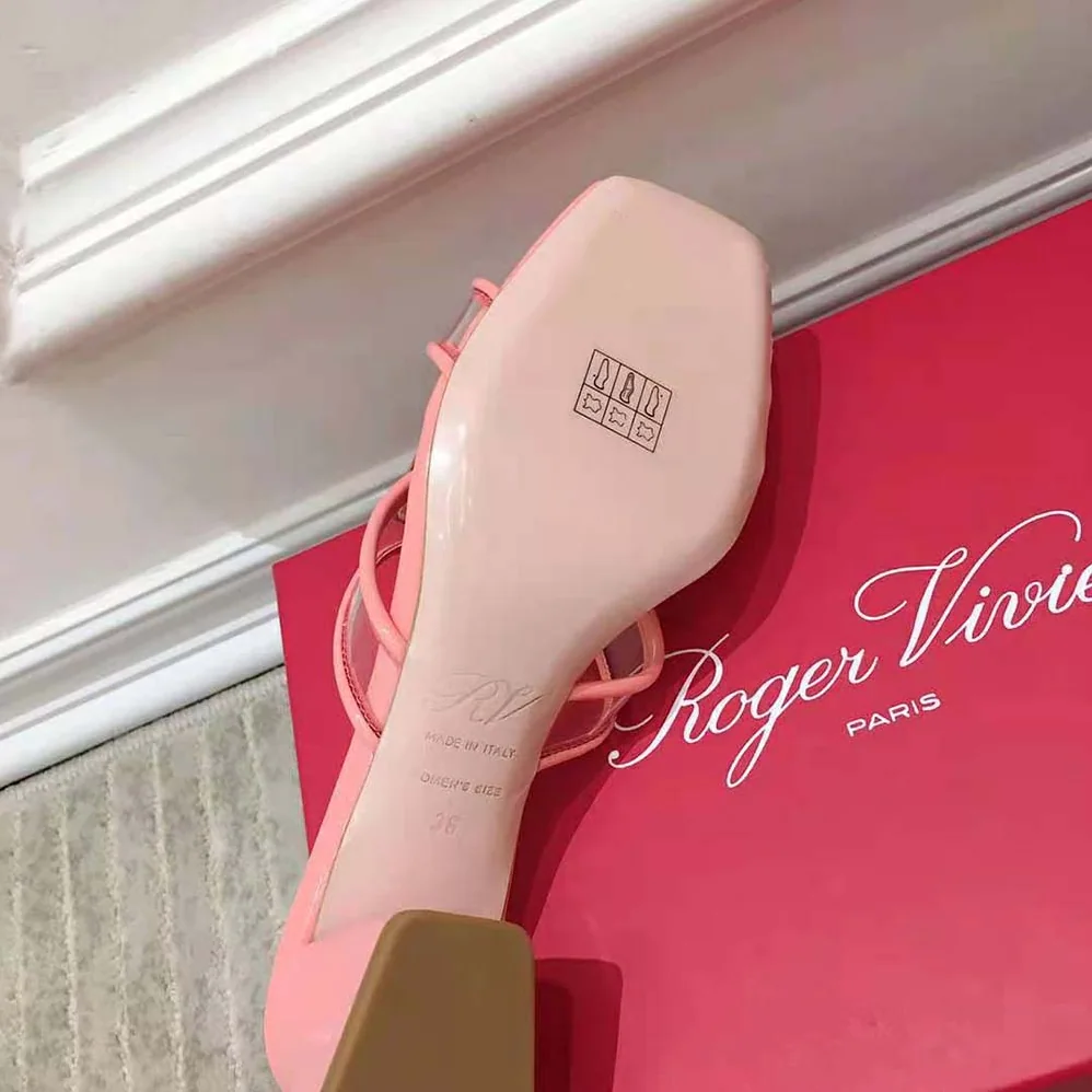 Roger Vivier Bikiviv Metal Buckle Mules in PVC for Women in Pink