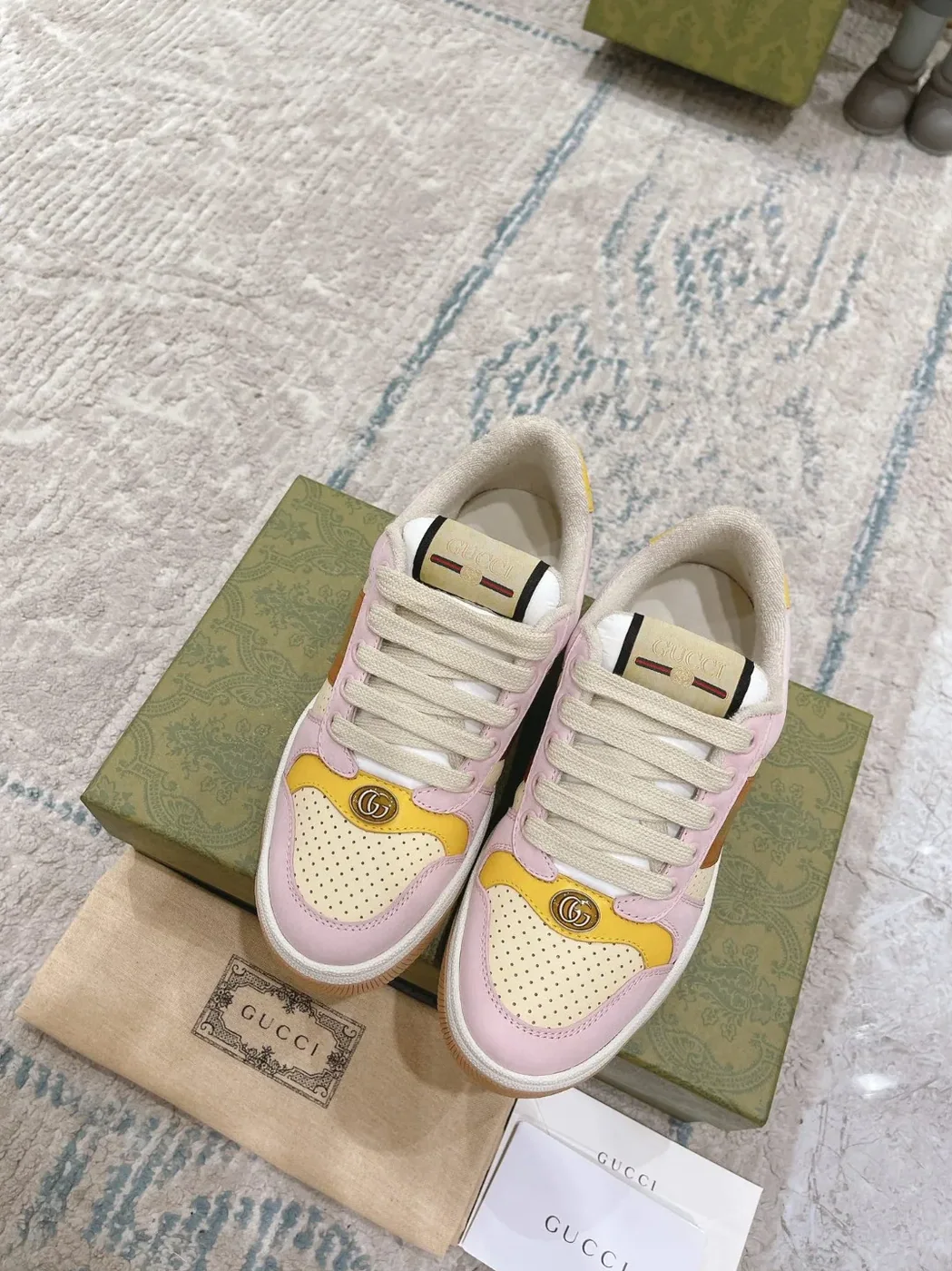 Gucci Lovelight Screener Sneaker Pale Pink GG Shoes