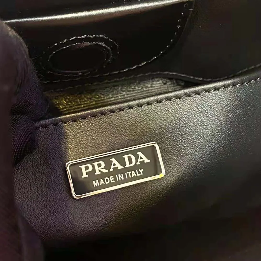 Prada Cleo Brushed Leather Shoulder Bag for Women in Black