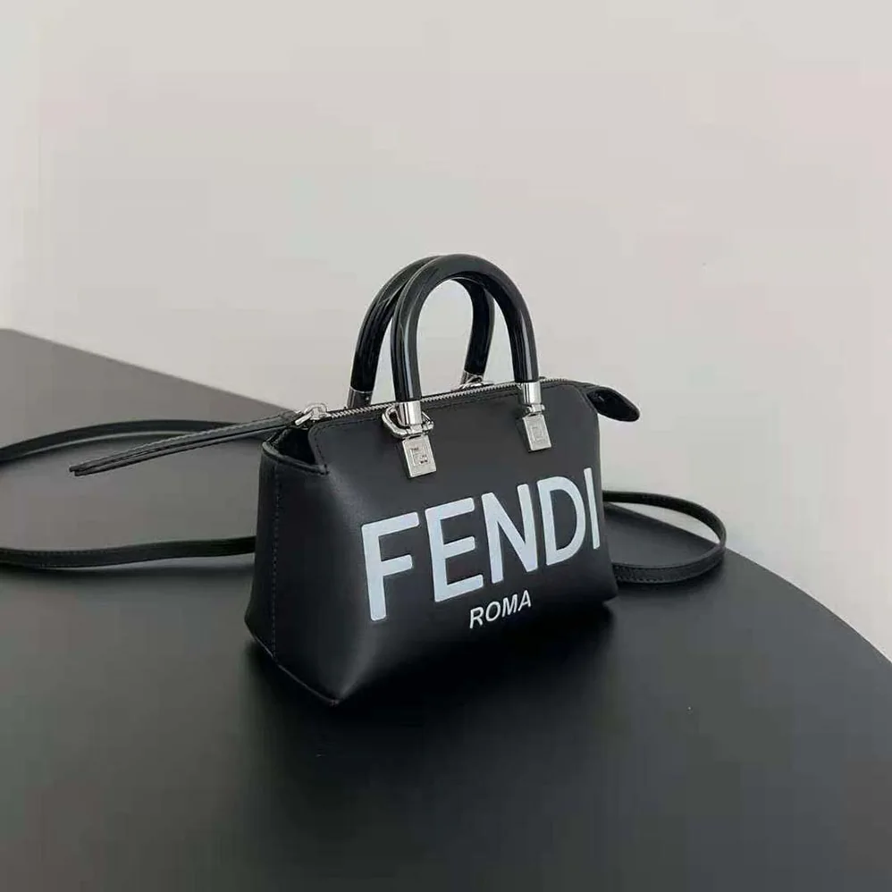 Fendi By The Way Mini Small Boston Bag in Black Leather for Women