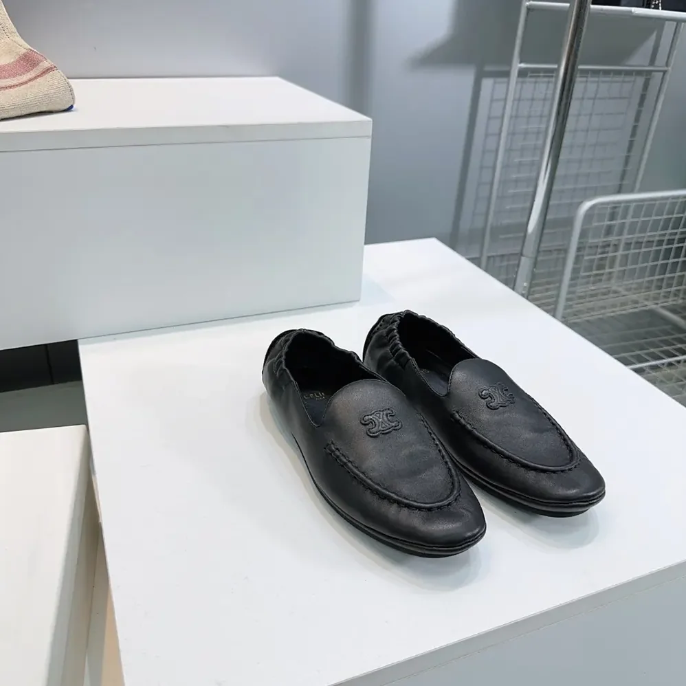 Celine Adam-Slip-On Loafer In Goatskin for Unisex in Black Celine Adam-Slip-On Loafer In Goatskin for Unisex in Black