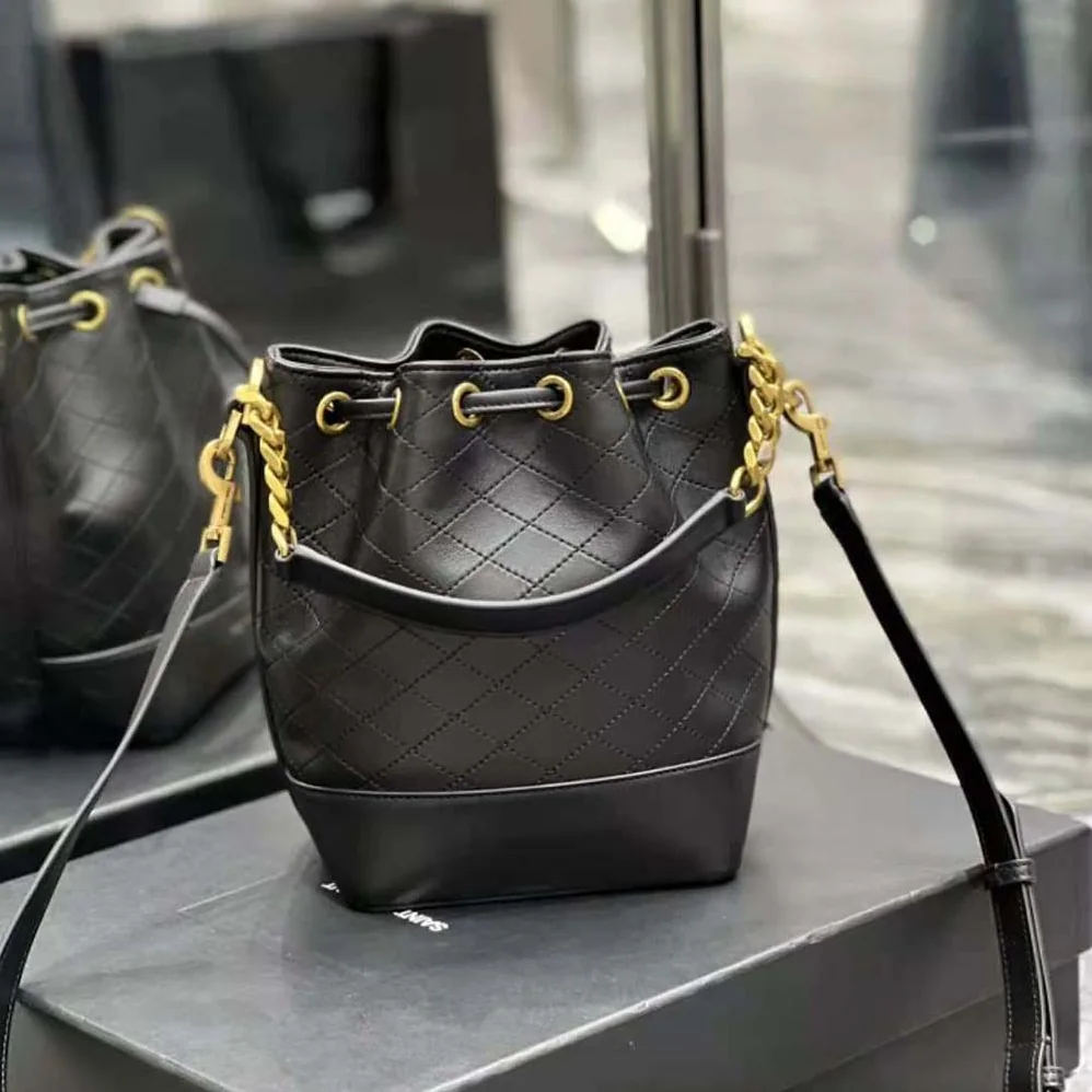 Saint Laurent YSL Emmanuelle Small Bucket Bag in Quilted Lambskin for Women in Black