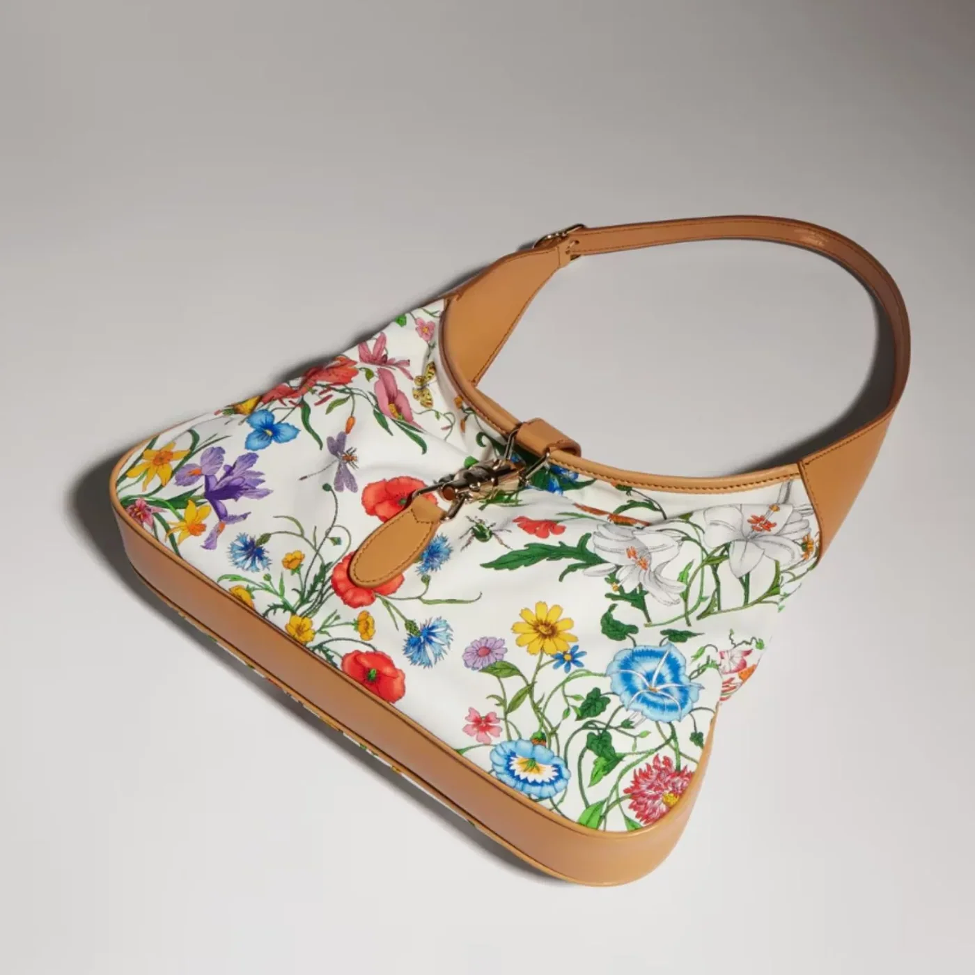 Gucci Jackie 1961 Medium Shoulder Bag in White/ Multicolor Gold Hardware Gucci Jackie 1961 Medium Shoulder Bag in White/ Multicolor Gold Hardware