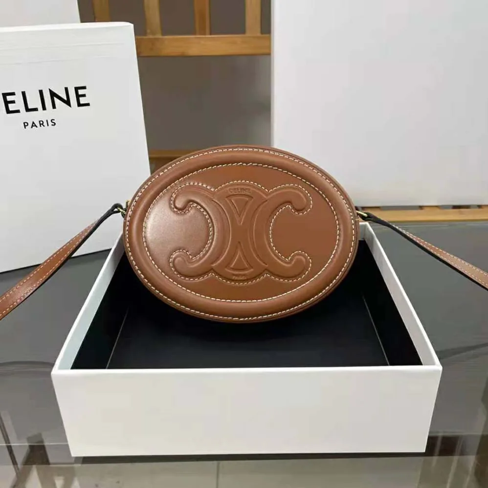 Celine Crossbody Oval Purse in Smooth Calfskin for Women in Brown