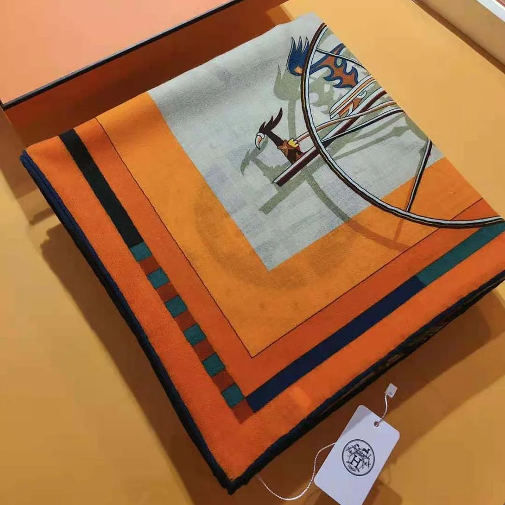 Hermes Voitures En Equilibre Shawl 140 for Women in White