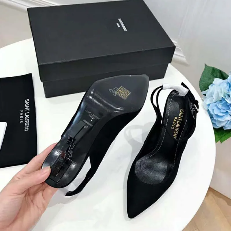 Saint Laurent YSL Opyum Slingback Pump Suede 85mm Heel for Women